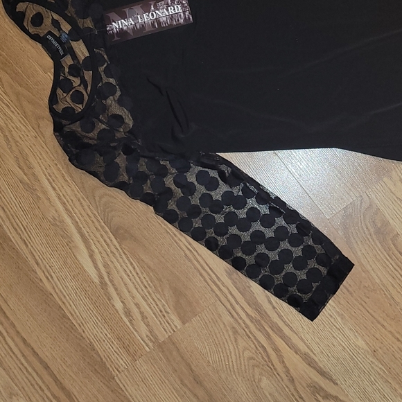 New Nina Leonard sexy black midi dress sizes M and L - Picture 2 of 8